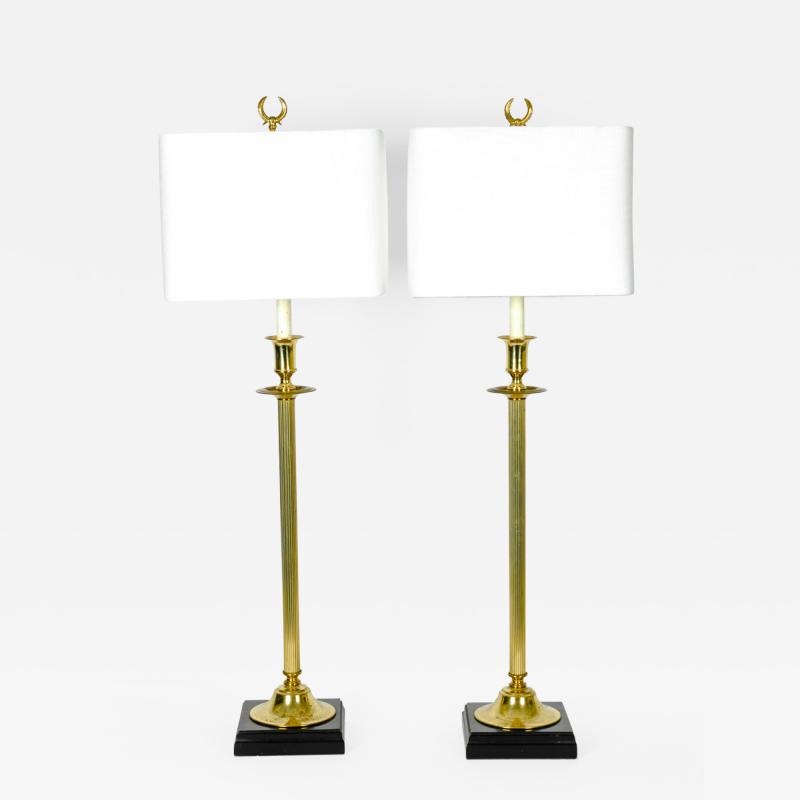Vintage Solid Brass European Candlestick Lamps