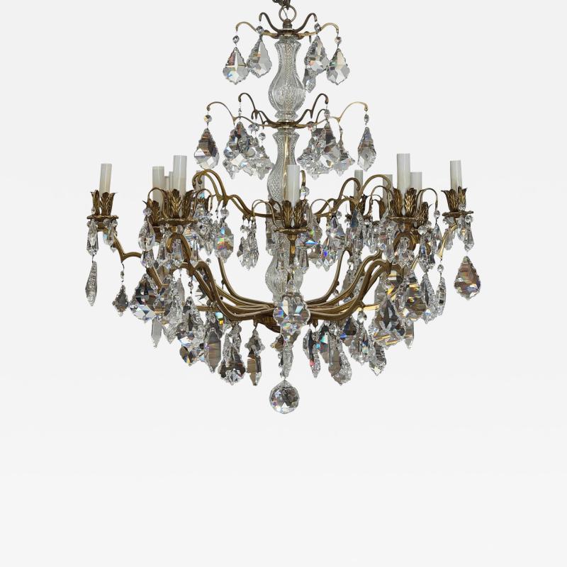 Vintage St Louis French Crystal Bronze Chandelier