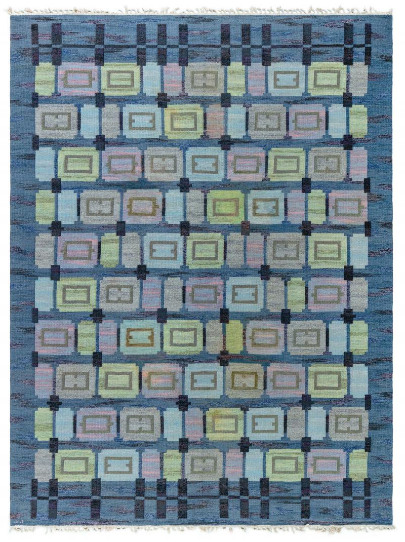 Vintage Swedish Flat Weave Rug by Judith Johansson Spise Hall 