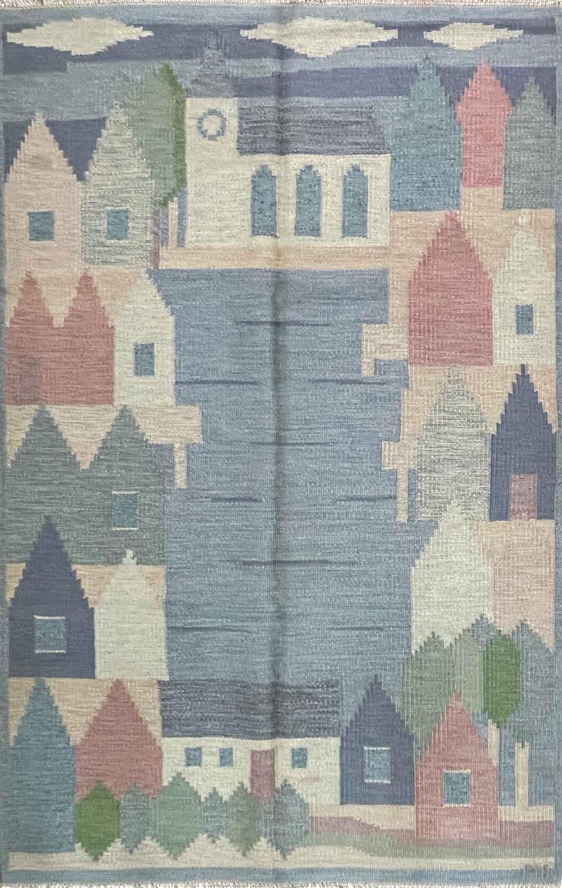 Vintage Swedish Kilim Most Unusual