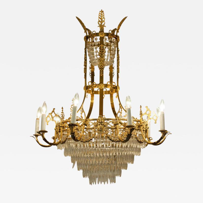 Vintage Ten Arm French Cut Crystal Chandelier