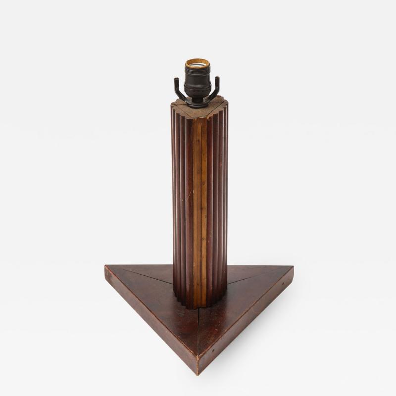 Vintage Textured Wooden Lamp with Triangular Base