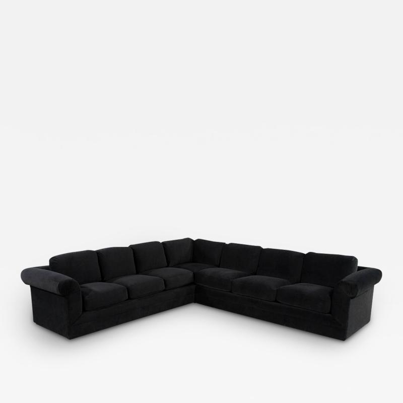 Vintage Thayer Coggin Directional Black Velvet Sectional Sofa