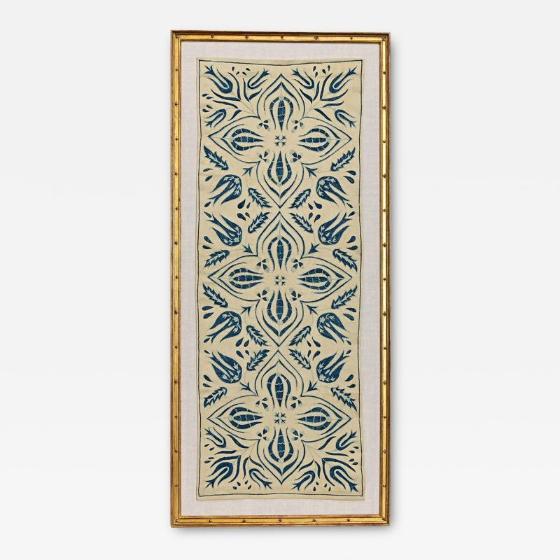 Vintage Uzbek Hand Embroidered Suzani In Gilt Frame