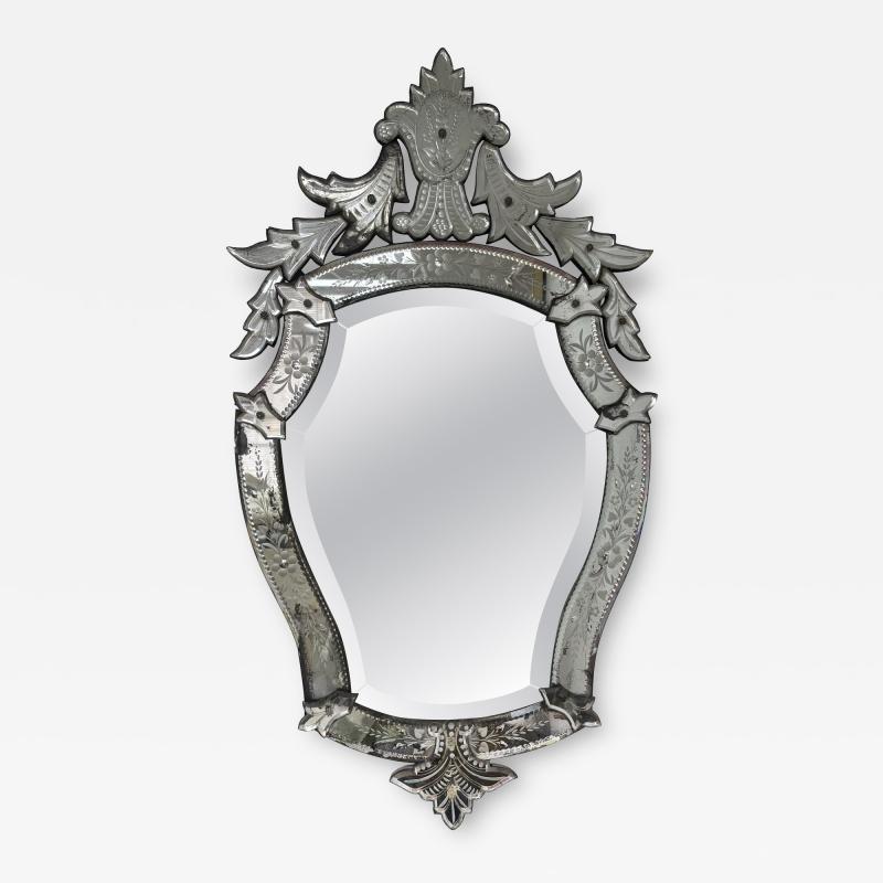 Vintage Venetian Beveled And Etched Mirror