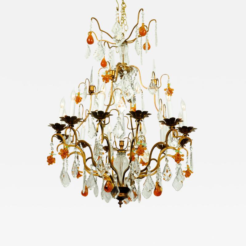 Vintage Venetian Murano Crystal Fruit Design Chandelier