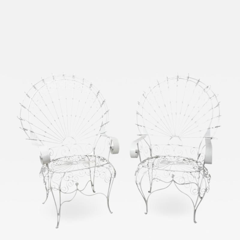 Vintage White Peacock Garden Armchairs