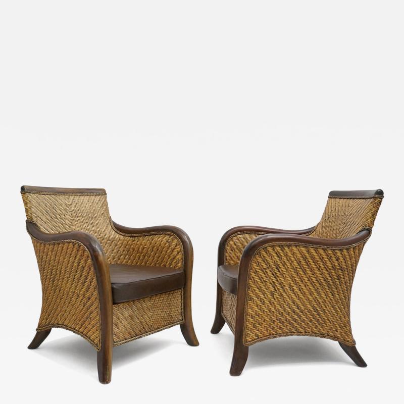 Vintage Woven Rattan Armchairs