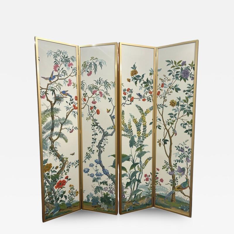 Vintage Zuber Decor Chinois 4 Panel Screen