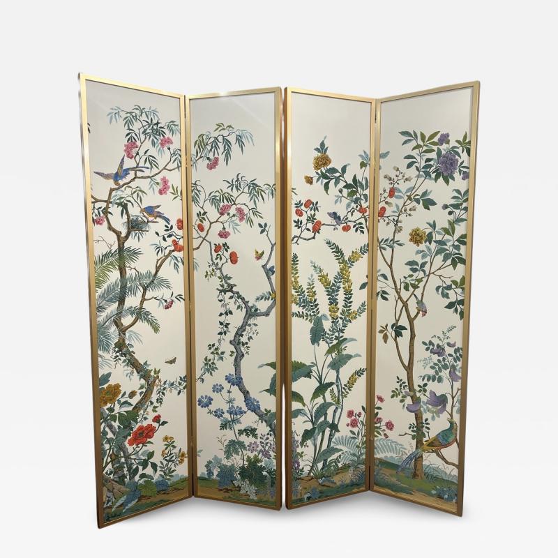 Vintage Zuber Decor Chinois 4 Panel Screen