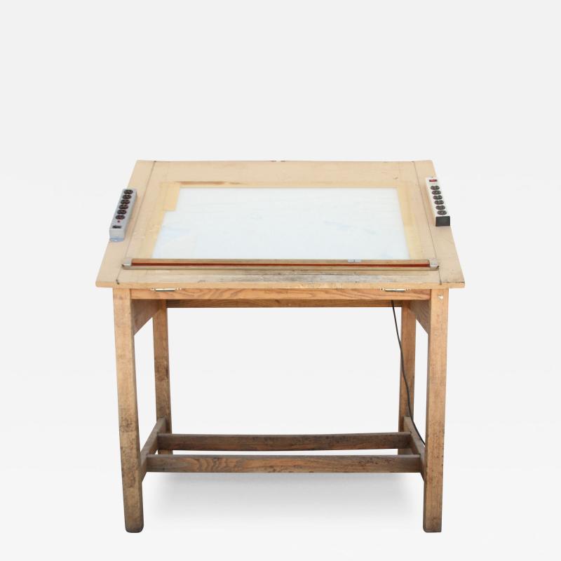 Vintage drafting table with light