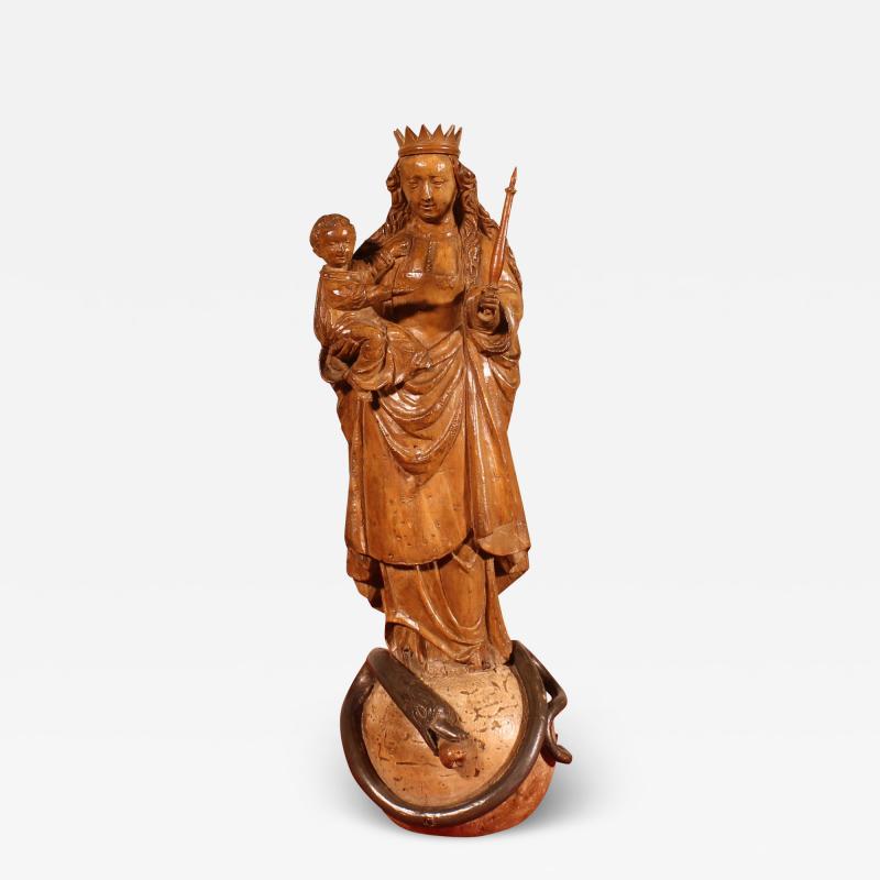 Virgin And Child In Walnut 17th Century From France