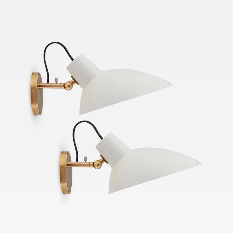 Vittoriano Vigano Pair of Vittoriano Vigan VV Cinquanta Sconces in White and Brass