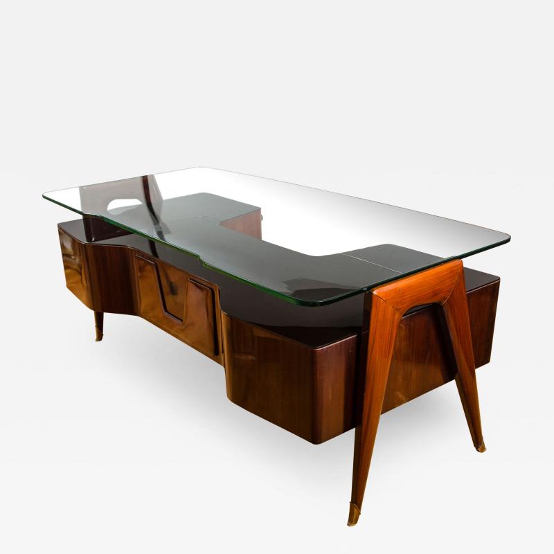 Vittorio Dassi Italian Mid Century Floating Glass Executive Desk by Vittorio Dassi