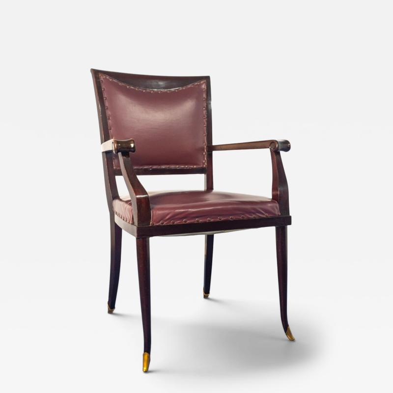 Vittorio Dassi Mobilificio Dassi Dassi Italian Mid Century Leather Desk Armchair designed by Vittorio Dassi 1950s