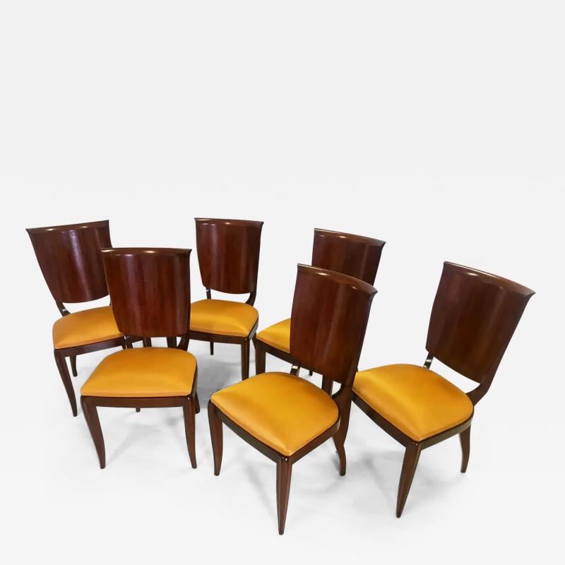 Vittorio Dassi Mobilificio Dassi Dassi Italian Mid Century Yellow Dining Chairs by Vittorio Dassi Set of Six 1950s