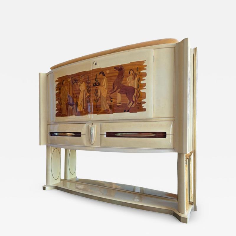 Vittorio Dassi Mobilificio Dassi Dassi Italian Midcentury Parchement Sideboard or Cabiner Bar Designed by Dassi 1950s