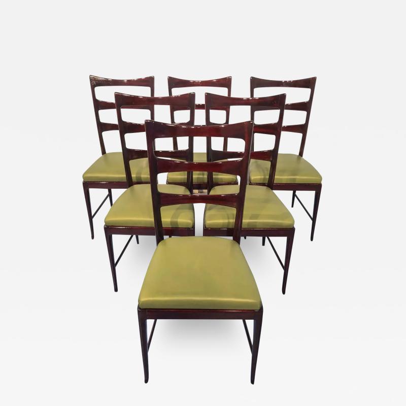 Vittorio Dassi Mobilificio Dassi Dassi Set of Six Italian Mid Century Dining Room Mahogany Chairs by Vittorio Dassi