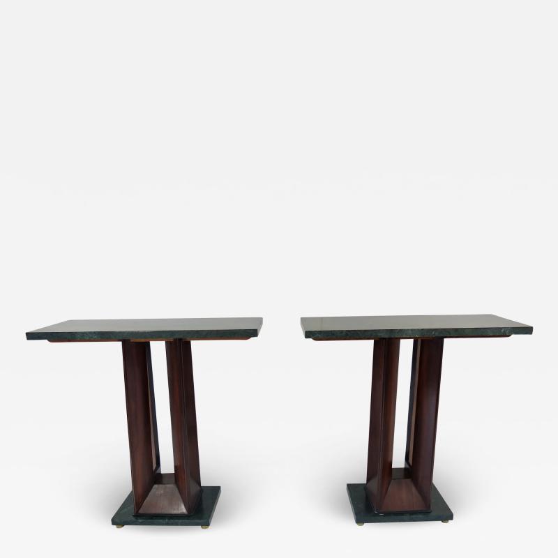 Vittorio Dassi Pair of Dassi verde alpi Marble and Rosewood Console Tables 1940