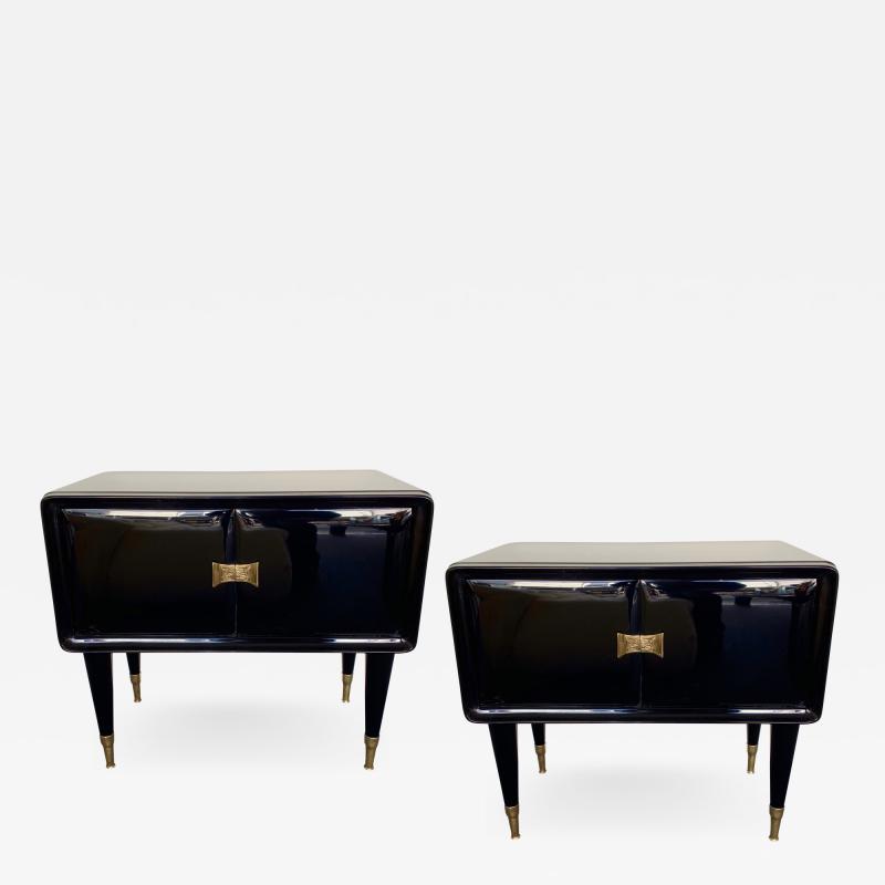 Vittorio Dassi Pair of Lacquered and Bronze End Tables by Vittorio Dassi Italy 1950s