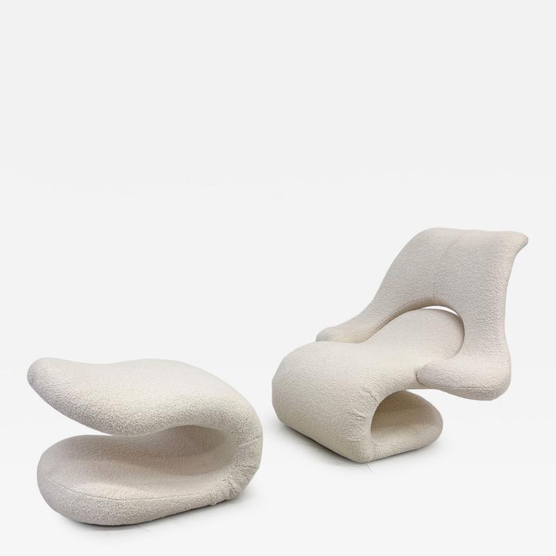 Vittorio Introini Vittorio Introini Relax Armchair Footrest Belgian Boucle Felice Rossi 1978