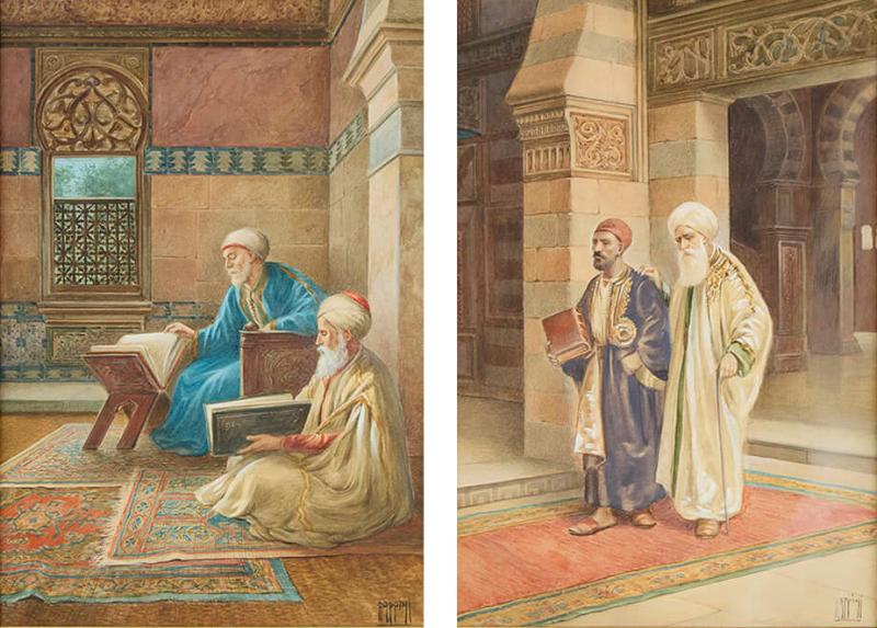 Vittorio Rappini Pair of early 20th century Orientalist watercolours by Vittorio Rappini