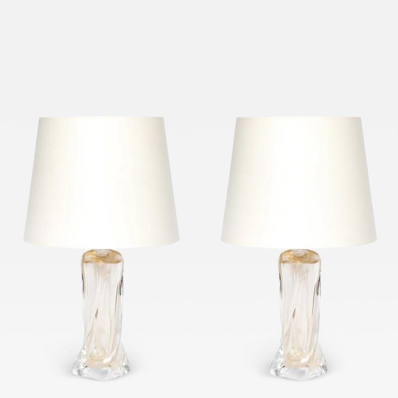 Vittorio Rigattieri Modernist 24kt Gold Fleck Murano Glass Table Lamps signed Vittorio Rigattieri