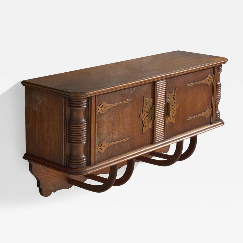 Vittorio Valabrega Attribution Wall Mounted Cabinet in Oak Italy 1930s