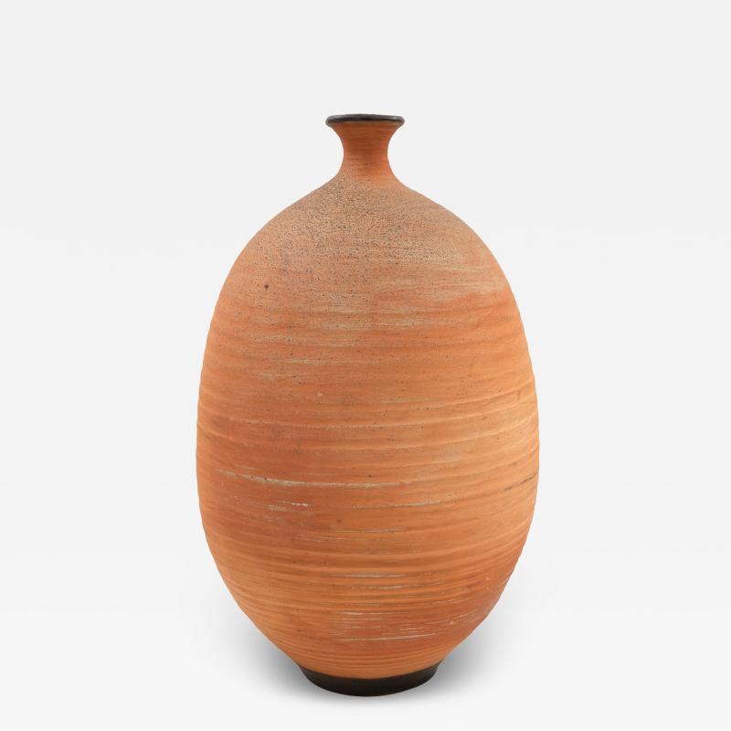 Vivika Heino Tall Narrow Ovoid Form Pottery Vase American circa 1993