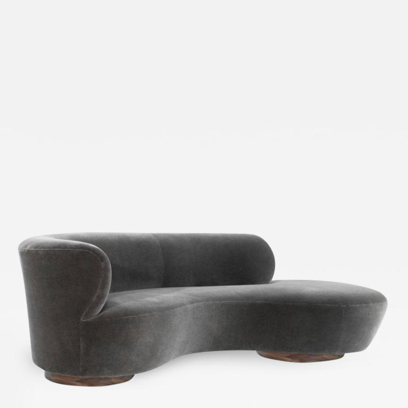 Vladimir Kagan Curved Sofa by Vladimir Kagan in Grey Mohair