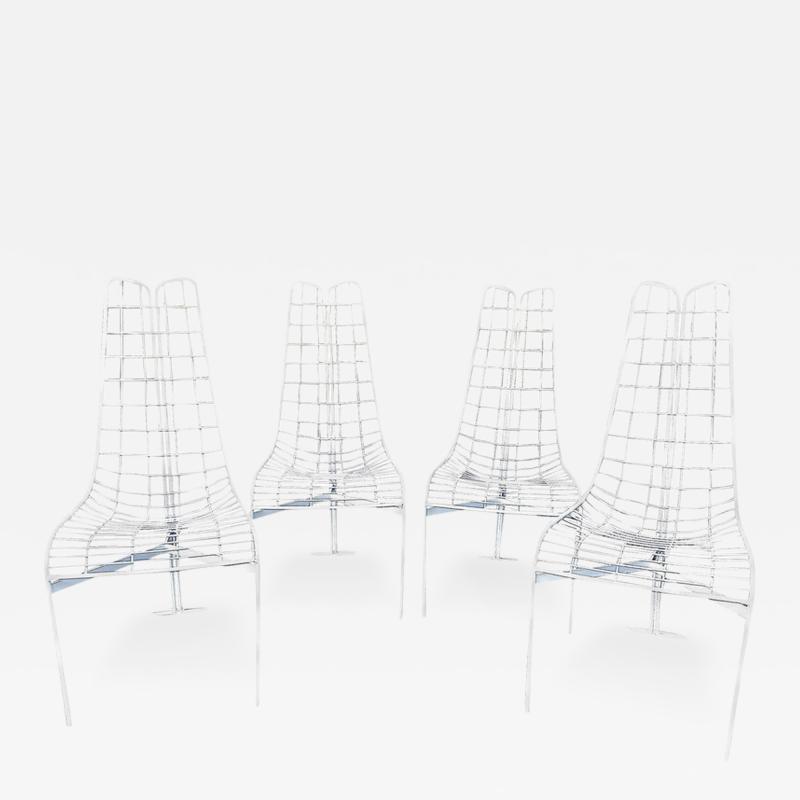 Vladimir Kagan FABULOUS SET OF 4 WHITE PAINTED STEAL CAPRICORN CHAIRS BY VLADIMIR KAGAN