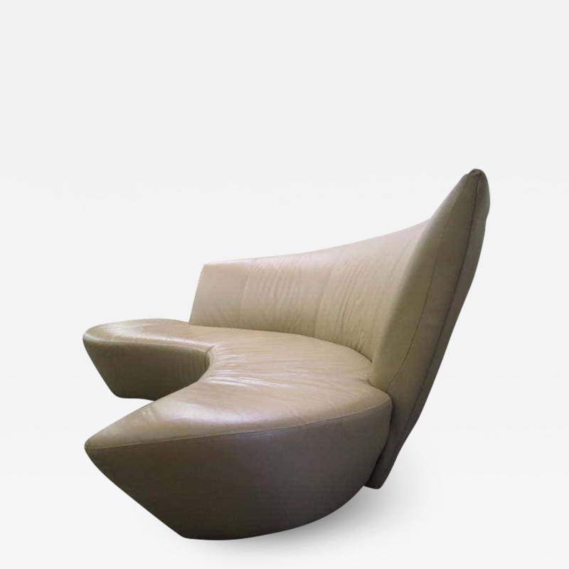 Vladimir Kagan Fabulous Sculptural Modern Vladimir Kagan Leather Bilbao Sofa Mid century