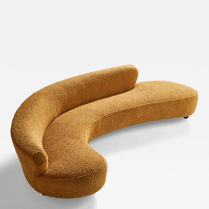 Vladimir Kagan Large Curved Sofa with Fabric and Metal USA 1950s