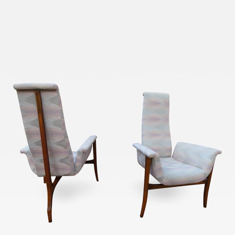 Vladimir Kagan Magnificent Pair Vladimir Kagan style Sculptural 3 Leg Lounge Chairs Mid Century