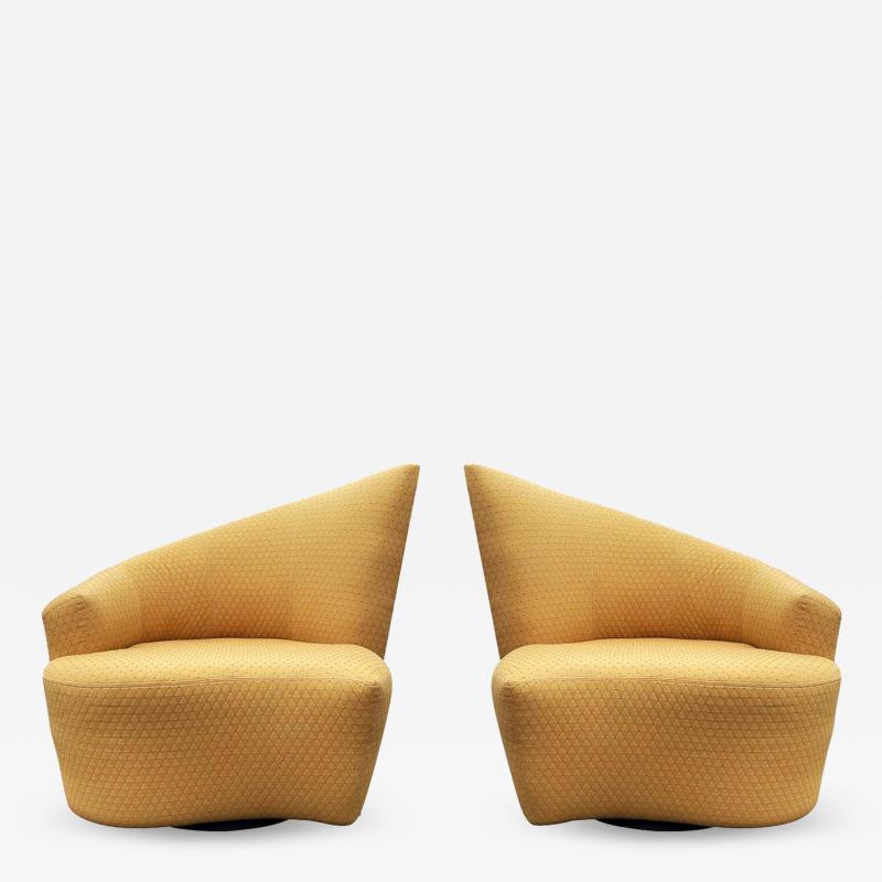 Vladimir Kagan Mid Century Modern Pair of Slipper Swivel Lounge Chairs by Vladimir Kagan