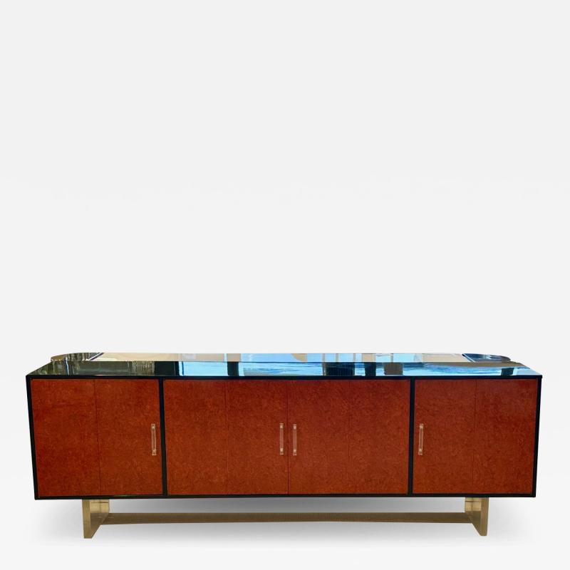 Vladimir Kagan Mid Century Modern Sideboard Credenza Kagan Style Red Lacquered and Ebony