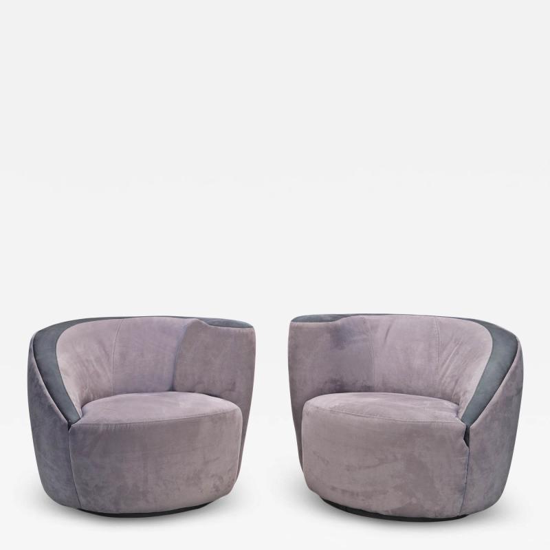 Vladimir Kagan Pair of Nautilus Grey Swivel Chairs attributed Vladimir Kagan Directional