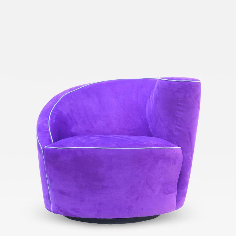 Vladimir Kagan Purple Corkscrew Swivel Lounge Chair