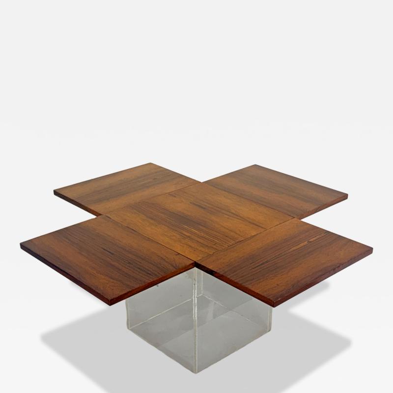 Vladimir Kagan Rare Rosewood Lucite Tic Tac Toe Expandable Coffee Table by Vladimir Kagan