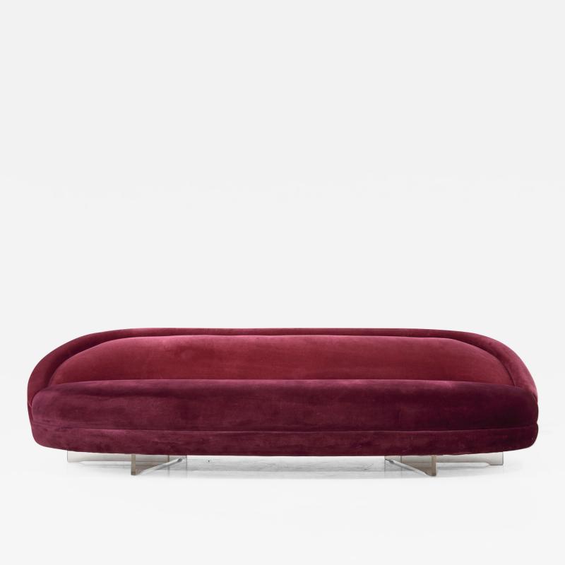 Vladimir Kagan Rasberry Silk Velvet Sofa 1960