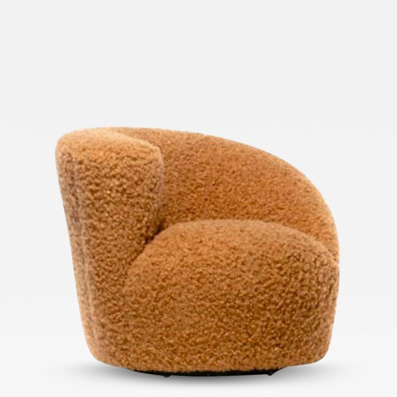 Vladimir Kagan Single Vladimir Kagan Nautilus Swivel Chair in Camel Teddy Bear Fabric