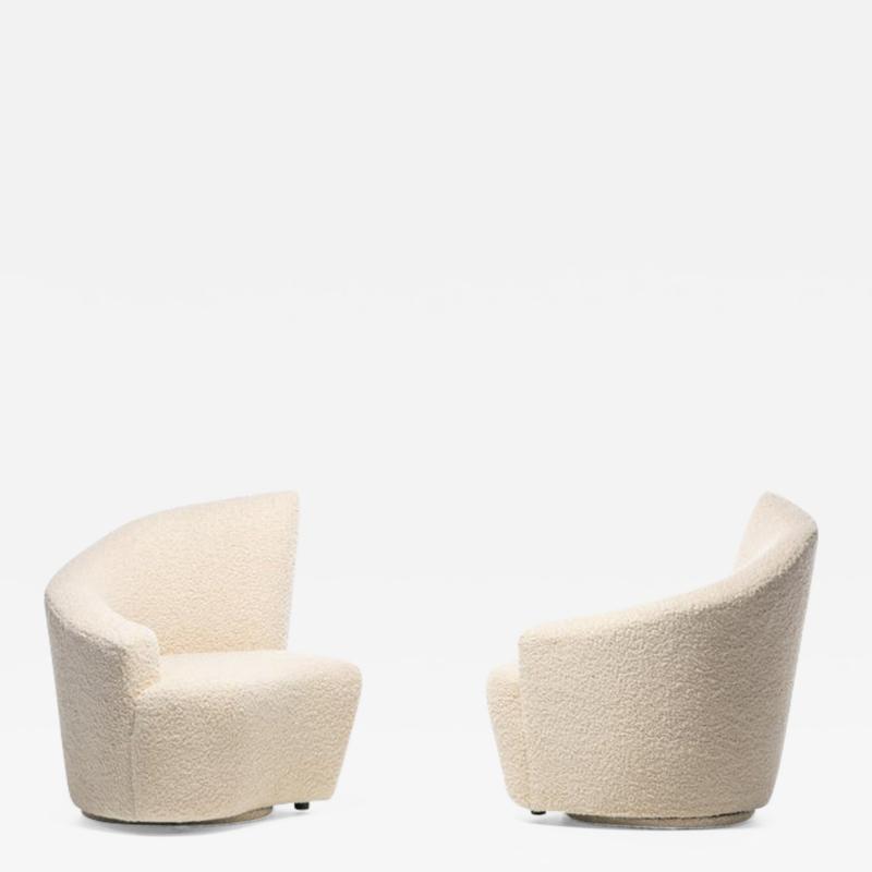 Vladimir Kagan Vladimir Kagan Bilbao Swivel Slipper Chairs in Ivory Boucl 