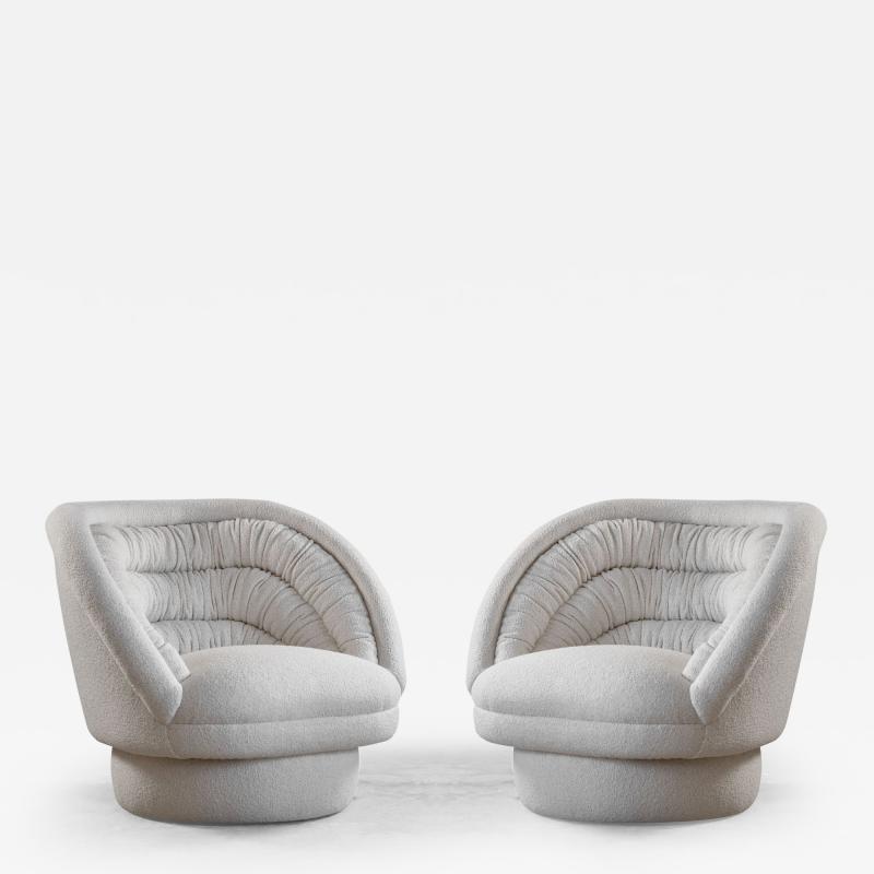 Vladimir Kagan Vladimir Kagan Crescent Lounge Chairs in Italian White Boucle