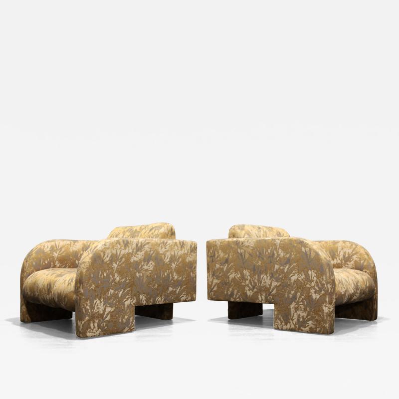 Vladimir Kagan Vladimir Kagan Deco Lounge Chairs in Parisian Fabric