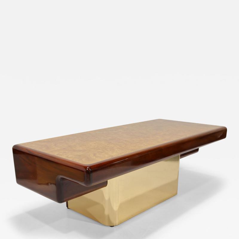 Vladimir Kagan Vladimir Kagan Design Desk in Burl and Mahogany with Brass Finish Base