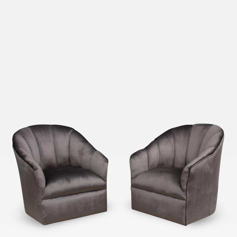Vladimir Kagan Vladimir Kagan For Directional Swivel Velvet Lounge Chairs