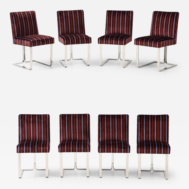 Vladimir Kagan Vladimir Kagan For Kagan Dreyfuss Steel Donghia Velvet Dining Chairs Set Of 8