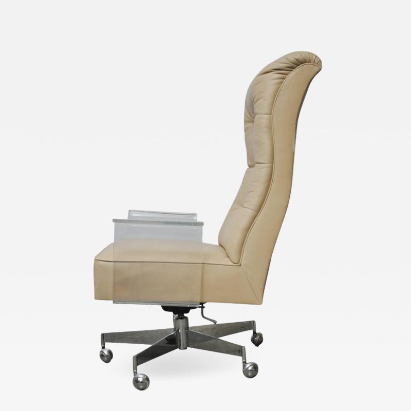 Vladimir Kagan Vladimir Kagan Leather Desk Chair with Lucite Arms