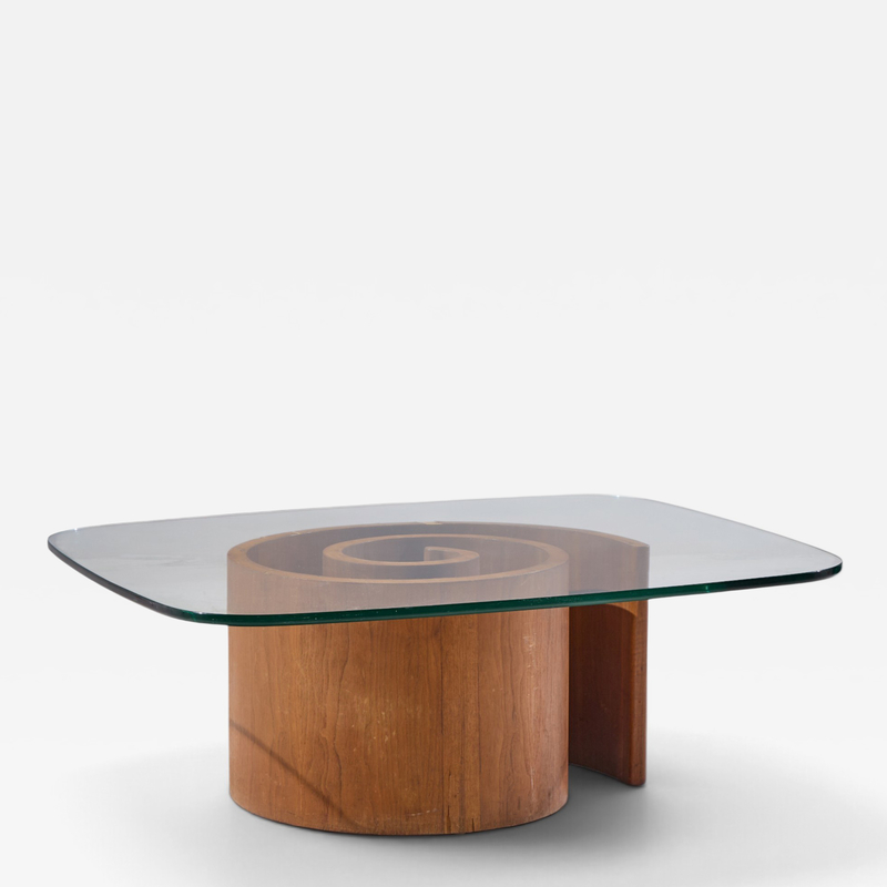 Vladimir Kagan Vladimir Kagan Mid Century Walnut Snail Coffee Table