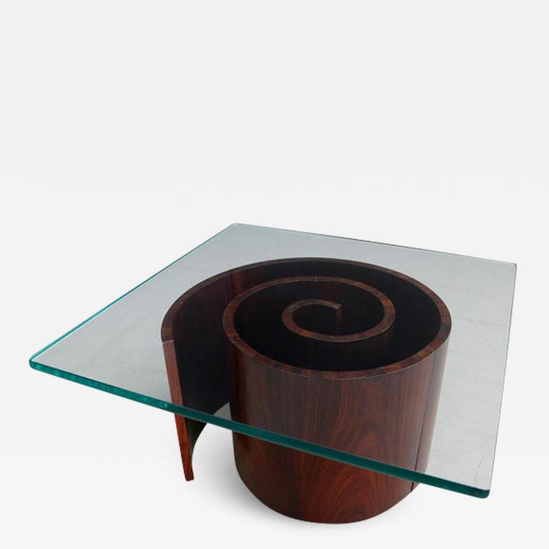 Vladimir Kagan Vladimir Kagan Snail Coffee Table Spiral Base and Glass 1960s